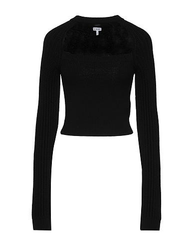 LOEWE Sweater Black 97% Wool, 2% Polyamide, 1% Elastane, Lambskin