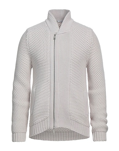 PAOLO PECORA Pullover mit Zipper  Hellgrau 100% Schurwolle