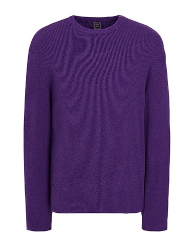 8 by YOOX Jumper WOOL BLEND RIBBED CREWNECK
 Dark purple 70% Recycled wool, 25% Recycled polyamide, 5% Other Fibres