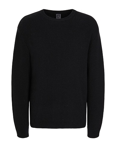 8 by YOOX Pullover WOOL BLEND RIBBED CREWNECK
 Nero 70% Lana riciclata, 25% Poliammide riciclato, 5% Altre Fibre