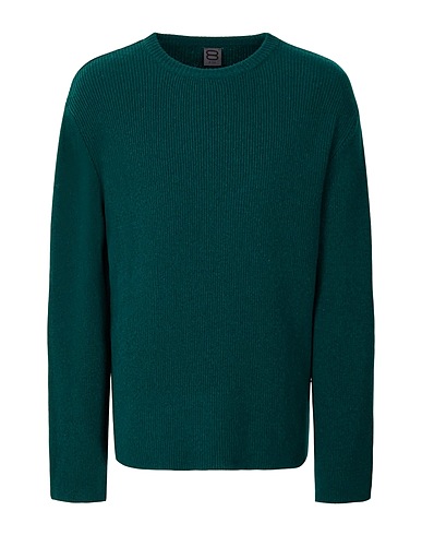 8 by YOOX Jumper WOOL BLEND RIBBED CREWNECK
 Dark green 70% Recycled wool, 25% Recycled polyamide, 5% Other Fibres