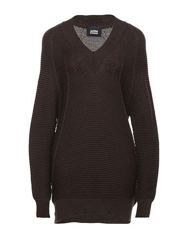 ALPHA STUDIO Jumper Dark brown 100% Merino Wool