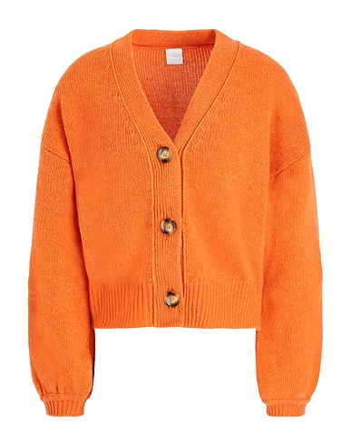 8 by YOOX Cardigan Orange 70% Recycled wool, 25% Recycled polyamide, 5% Other Fibres