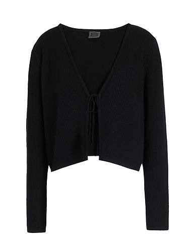 8 by YOOX Cardigan Nero 78% Viscosa, 22% Poliammide riciclato