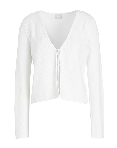 8 by YOOX Cardigan White 78% Viscose, 22% Recycled polyamide