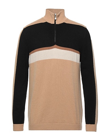 ALPHA STUDIO Sweater with zip Camel 35% Polyamide, 30% Wool, 20% Viscose, 15% Cashmere