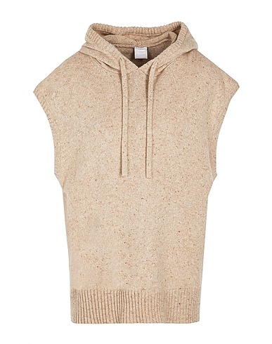 8 by YOOX Jumper BRUSHED KNIT OVERSIZED HOODIE VEST
 Beige 47% Wool, 30% Recycled polyamide, 23% Recycled wool