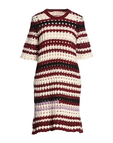 MARNI Kurzes Kleid Bordeaux 38% Synthetische Fasern, 30% Wolle, 25% Alpakawolle, 4% Baumwolle, 3% Mohairwolle