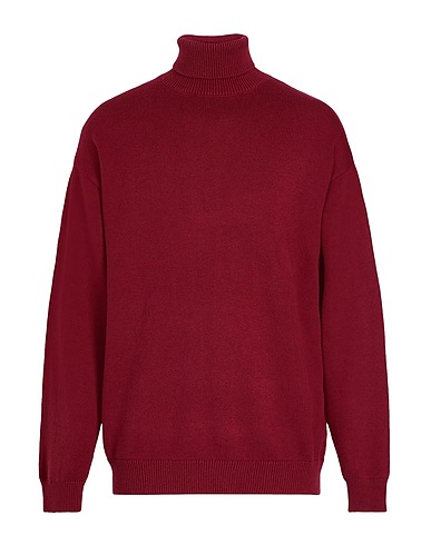 8 by YOOX Polo neck ORGANIC COTTON-CACHEMERE BLEND KNITWEAR ROLL-NECK
 Burgundy 95% Organic cotton, 5% Cashmere