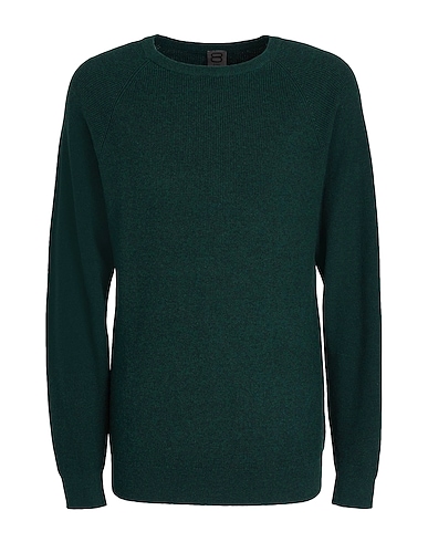 8 by YOOX Jumper ORGANIC COTTON-CACHEMERE BLEND KNITWEAR ROUND-NECK RIB JUMPER
 Dark green 95% Organic cotton, 5% Cashmere