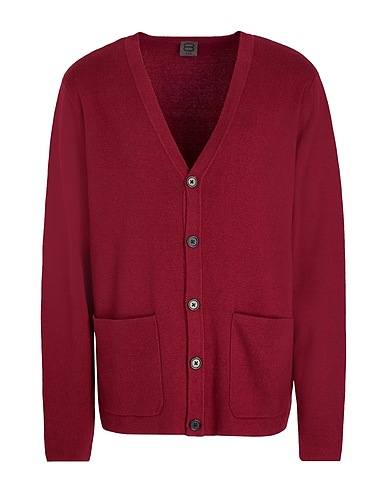 8 by YOOX Cardigan ORGANIC COTTON-CACHEMERE BLEND KNITWEAR RELAXED CARDIGAN
 Garnet 95% Organic cotton, 5% Cashmere