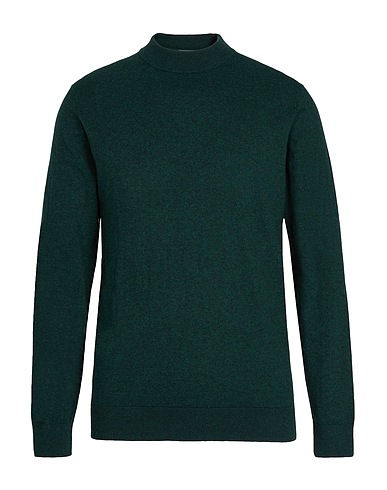 8 by YOOX Jumper ORGANIC COTTON-CACHEMERE BLEND KNITWEAR L/SLEEVE T-SHIRT Dark green 95% Organic cotton, 5% Cashmere