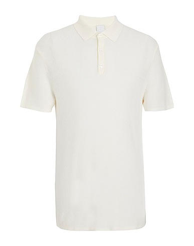 8 by YOOX Pullover ORGANIC COTTON-CACHEMERE BLEND KNITWEAR S/SLEEVE RIB POLO
 Avorio 95% Cotone organico, 5% Cachemire