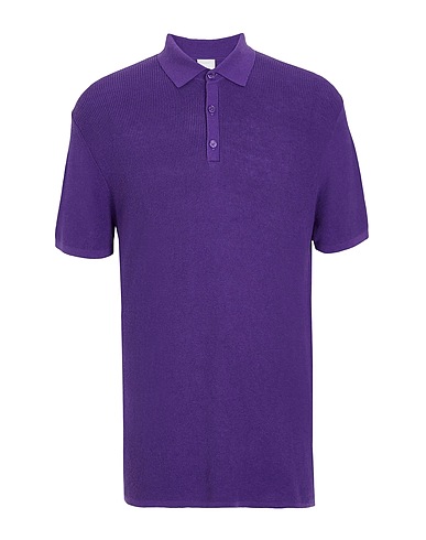 8 by YOOX Pullover ORGANIC COTTON-CACHEMERE BLEND KNITWEAR S/SLEEVE RIB POLO
 Viola 95% Cotone organico, 5% Cachemire