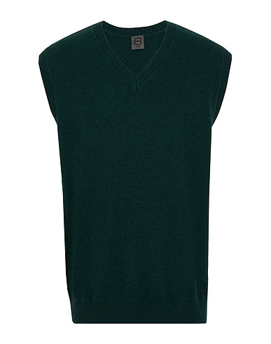 8 by YOOX Sleeveless sweater ORGANIC COTTON-CACHEMERE BLEND KNITWEAR S/LESS V-NECK Dark green 95% Organic cotton, 5% Cashmere