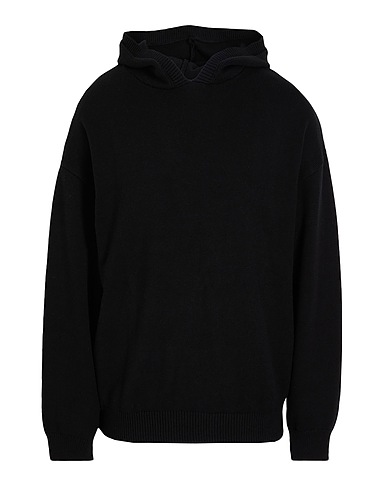 8 by YOOX Pullover ORGANIC COTTON-CACHEMERE BLEND KNITWEAR HOODIE
 Schwarz 95% Organische Baumwolle, 5% Kaschmir