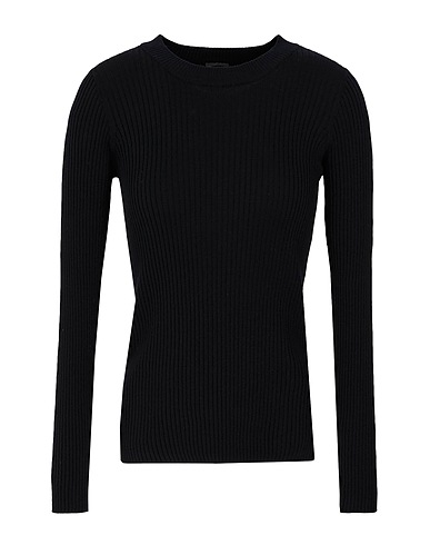 8 by YOOX Jumper ORGANIC COTTON RIB KNIT CREW-NECK SWEATER
 Black 100% Organic cotton