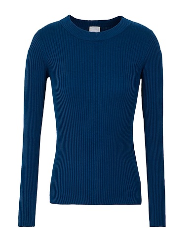 8 by YOOX Pullover ORGANIC COTTON RIB KNIT CREW-NECK SWEATER
 Aquamarin 100% Organische Baumwolle