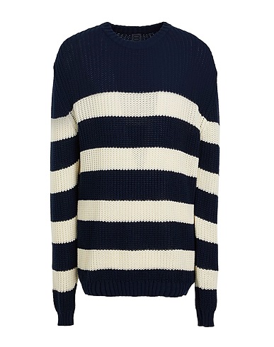 8 by YOOX Sweater ORGANIC COTTON RIB KNIT REGULAR FIT CREWNECK Midnight blue 100% Organic cotton