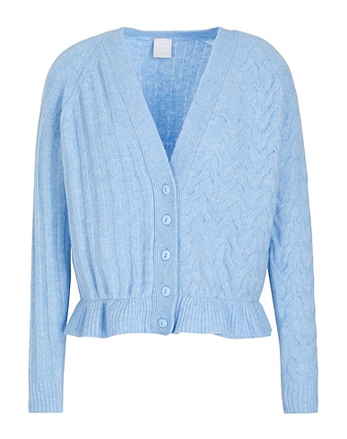 8 by YOOX Cardigan Celeste 49% Poliammide riciclato, 25% Viscosa, 25% Lana riciclata, 1% Elastan