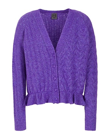 8 by YOOX Cardigan Purple 49% Recycled polyamide, 25% Viscose, 25% Recycled wool, 1% Elastane