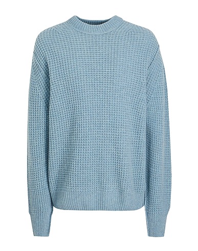 8 by YOOX Pullover WOOL BLEND RELAXED FIT CREWNECK Himmelblau 70% Recycelte Wolle, 25% Recyceltes Polyamid, 5% Andere Fasern