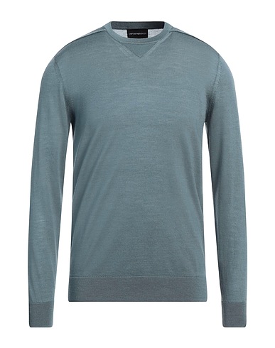 EMPORIO ARMANI Sweater Slate blue 60% Virgin Wool, 40% Lyocell, Polyamide, Elastane