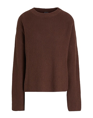 8 by YOOX Jumper KNIT RIBBED COTTON OVERSIZED SWEATER
 Dark brown 50% Cotton, 50% Recycled cotton