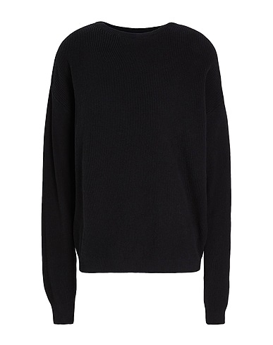 8 by YOOX Pullover KNIT RIBBED COTTON SWEATER
 Nero 50% Cotone, 50% Cotone riciclato