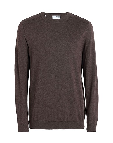 SELECTED HOMME Jumper Dark brown 100% Pima Cotton
