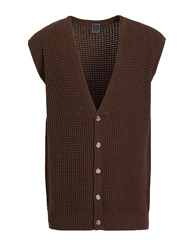 8 by YOOX Cardigan COTTON S/LESS CARDIGAN
 Brown 50% Cotton, 50% Recycled cotton