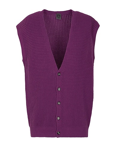 8 by YOOX Cardigan COTTON S/LESS CARDIGAN
 Plum 50% Cotton, 50% Recycled cotton