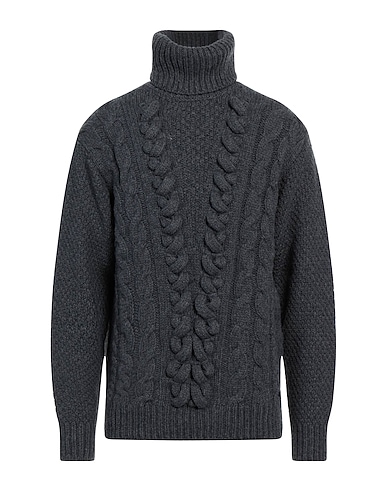 LES HOMMES Polo neck Charcoal 100% Virgin Wool