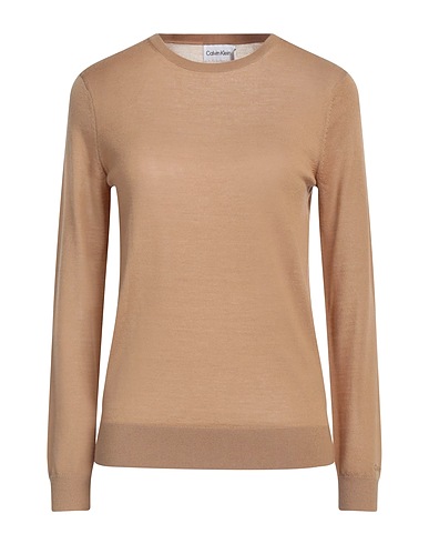 CALVIN KLEIN Jumper Camel 100% Wool
