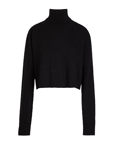 8 By YOOX KNIT CROPPED ROLL-NECK | Black Women‘s Turtleneck | YOOX