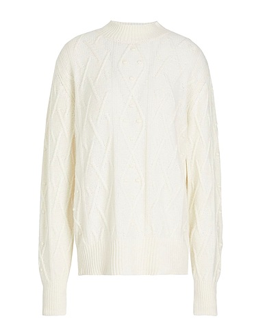 8 by YOOX Sweater 3D JACQUARD KNIT CREW-NECK Ivory 30% Lyocell, 30% Recycled polyamide, 30% Recycled wool, 10% Recycled cashmere