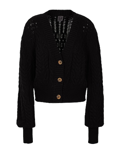 8 by YOOX Cardigan CABLE KNIT CROPPED OVERSIZED CARDIGAN Nero 30% Lyocell, 30% Poliammide riciclato, 30% Lana riciclata, 10% Cashmere riciclato