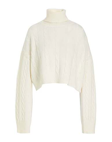 8 By Yoox Cable Knit Cropped Roll-Neck | Ivory Women‘s Turtleneck