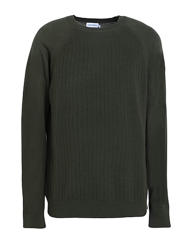 CALVIN KLEIN Jumper Military green 100% Cotton