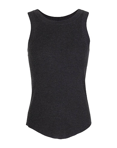 8 by YOOX Top RIBBED KNIT SLIM FIT TANK TOP
 Charcoal 70% Organic cotton, 20% Polyamide, 10% Silk