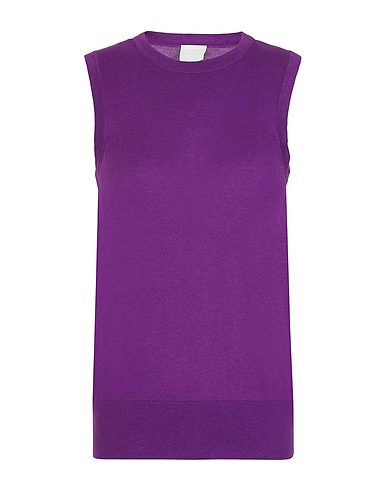 8 by YOOX Jumper KNIT CREW-NECK SLEEVELESS TOP
 Plum 70% Organic cotton, 20% Polyamide, 10% Silk