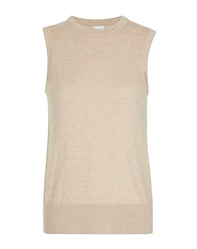 8 by YOOX Pullover KNIT CREW-NECK SLEEVELESS TOP
 Beige 70% Organische Baumwolle, 20% Polyamid, 10% Seide
