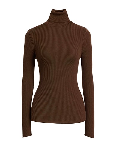 WOLFORD Водолазка MERINO FINE RIB TOP LONG SLEEV
 Шоколадный 100% Натуральная шерсть