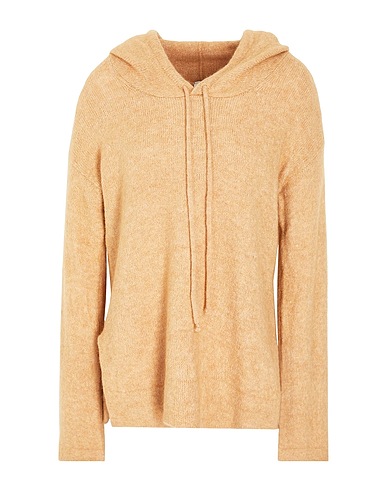 8 by YOOX Sweater BRUSHED BOXY FIT HOODIE Camel 49% Recycled polyamide, 25% Viscose, 25% Wool, 1% Elastane