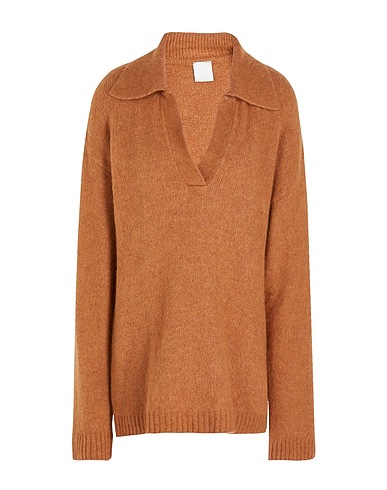 8 by YOOX Sweater BRUSHED POLO NECK SWEATER Camel 49% Recycled polyamide, 25% Viscose, 25% Wool, 1% Elastane