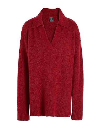 8 by YOOX Jumper BRUSHED POLO NECK SWEATER Brick red 49% Recycled polyamide, 25% Viscose, 25% Wool, 1% Elastane
