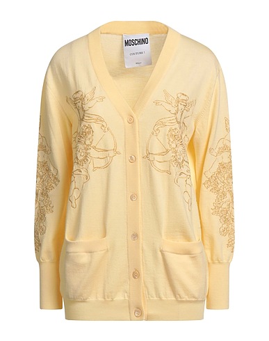 MOSCHINO Cardigan Pastel yellow 100% Virgin Wool