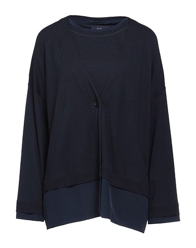 LES COPAINS ニットアンサンブル ミッドナイトブルー ナイロン 40% / レーヨン 30% / ウール 30% / シルク