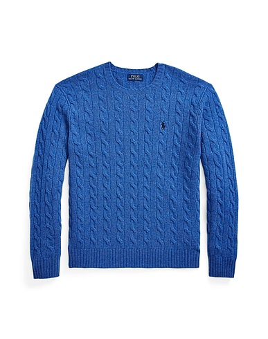 POLO RALPH LAUREN Sweater CABLE-KNIT WOOL-CASHMERE SWEATER
 Slate blue 90% Wool, 10% Cashmere