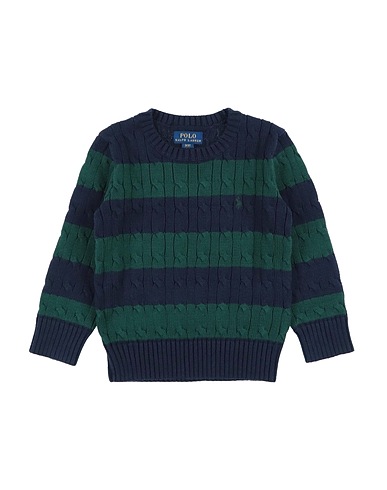 POLO RALPH LAUREN Jumper Striped Cable-Knit Cotton Sweater
 Midnight blue 100% Cotton